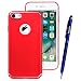 Produktbild Yokata iPhone 7 Hülle Hardcase Schutzhülle Handyhülle Ultra Dünn Slim Handytasche Clear Matte Backcover Anti-Rutsch Kratzfest Hart PC Handy Tasche Schale Etui Schutz für iPhone 7 Case Cover + 1 x Kapazitive Feder - Rot