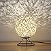 Produktbild LCNINGTD Dimmbare Rattan-Kugel-Nachttischlampe mit USB-Ladegerät, Nachttischlampe mit massiver Holzsockel LED-Schnur-Lichter-dekoratives Nachtlicht (Farbe : Push Button Switch, größe : C)