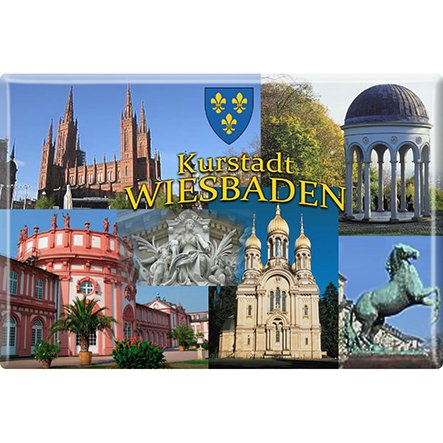 Magnet mit Motiv - Kurstadt Wiesbaden 3 - Retro Vintage