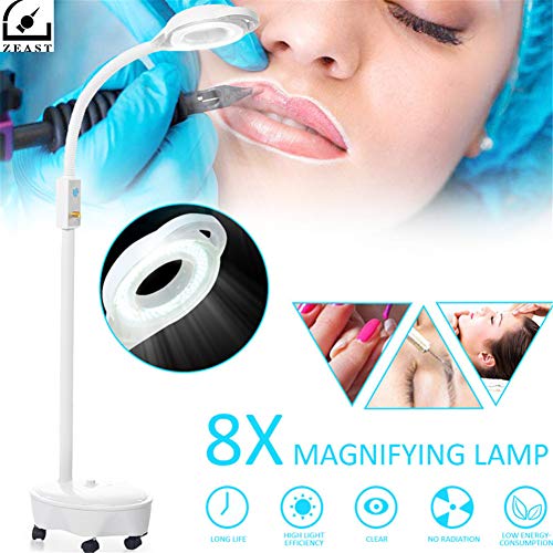 XKRSBS 8X Diottra 120 LED Lente di Ingrandimento Lampada da Terra Lente di Luce Vetro Luce Fredda LED Luce facciale Salone di Bellezza Nail Art 220v