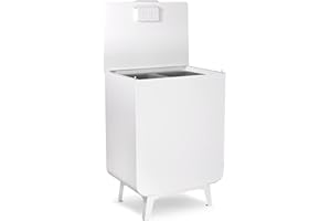 ARREGUI Duplo CR211-D Poubelle de Recyclage Cuisine 2 Bacs | 2 x 26 L (52 L) | Meuble Poubelle de Tri Sélectif Moderne en acier avec 2 seaux | Poubelle design avec pieds | Sac Grande Capacité | blanc