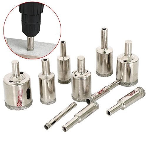 Yahee 10x Glasschneider Bohrer Bohrkrone Diamant Lochsäge Rund 6-30mm, Silber - 2