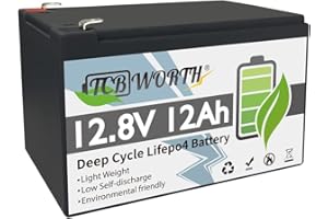TCBWORTH 12V 12AH LiFePO4 Grado A Celle di batteria con ciclo profondo BMS oltre 10000 volte, adatto per solare, RV, rimorchio, trolling motor, barca, staffa e serie parallelo…