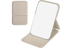 NAAPESI Reisespiegel,Faltbarer Spiegel mit Kortikale Schale,Taschenspiegel,Schminkspiegel Kinder,Spiegel Klein,Tragbarer Super HD Spiegels,Ultradünn und Langlebig Spiegels,für Zuhause,Reisenutzung (Beige)