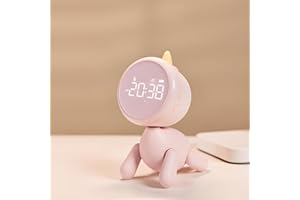 Danolt Wecker Digital Kinderwecker mit Licht Wecker Ohne Ticken Einhorn Wecker Mädchen mit Licht Funktion 6 Wecktöne, Einstellbare Wecklautstärke, mit Wochentag, Timer, Kompaktuhr für Nachttisch