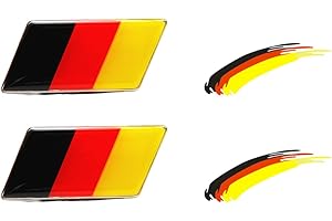 QEDBOJE 2 Stück Deutschland Flagge Aluminium Abzeichen Gitter Emblem Universal Autoaufkleber Aufkleber Dekoration