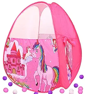 Toyshine Unicorn Pop up Mini Hut Foldable Kids Tent Childrens Play Tent House Toy with 50 Balls, Pink