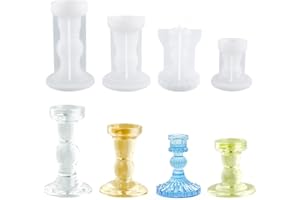 Yalulu 4Pcs European Cylindrical Candle Holder Silicone Mould, Candlestick Resin Molds, Tea Light Candle Holder Epoxy Silicone Molds Pillar Candle Mould