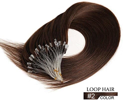 22 Inch Micro Ring Loop Remy Human Hair Extensions Dark Brown #2 Hair Extensions 0.5g*100 Strands