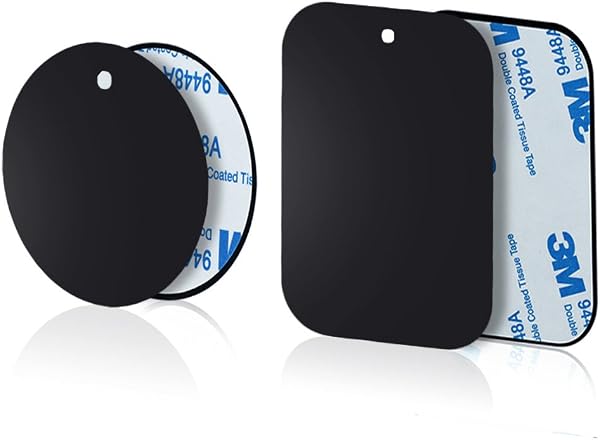 YIANERM 3M Adhesive 4 Packs Thin Metal Plate For Magnetic Car Phone Holder (2 Round and 2 Rectangle) - 1
