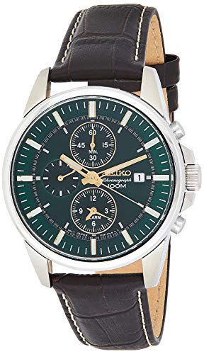 Seiko Orologio Cronografo Quarzo Uomo con Cinturino in Pelle SNAF09P1