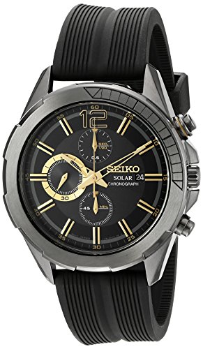 Seiko Herren SSC385recraft Armbanduhr Solaruhr Chronograph Analoguhr mit Japanischem Quartz-Uhrwerk Schwarz Seiko Herren SSC385recraft Armbanduhr Solaruhr Chronograph Analoguhr mit Japanischem Quartz-Uhrwerk Schwarz