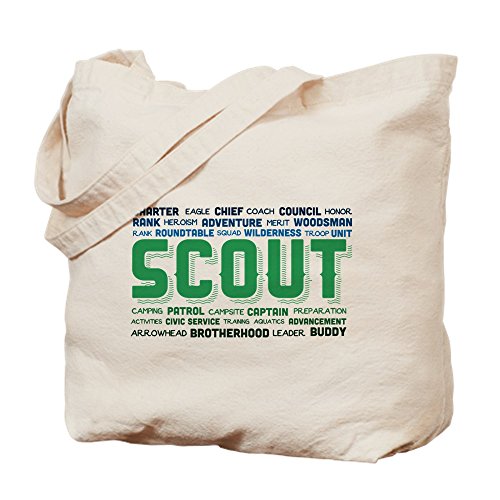 CafePress – Scout Word Cloud – Naturel Sac en toile, tissu, Sac de courses