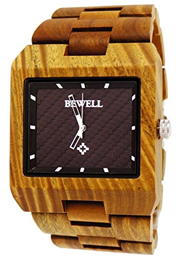 12. Pure Time designer Herren Holz Armbanduhr in Braun Schwarz mit Karbon Ziffernblatt inkl. Holz Uhrenbox
