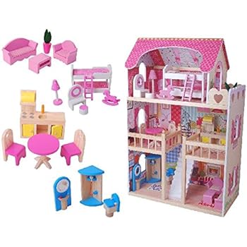 maison de poupéé en bois avec ascenseur