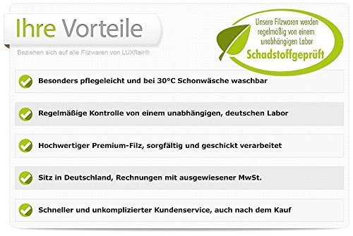 6er Set Filz Sitzkissen in graumeliert und dunkelgrau zum Wenden, waschbare Stuhlauflage mit Füllung inkl. Reissverschluss. Moderne Sitzauflage für Bank und Stuhl mit runden Ecken, weich gepolstert. Designer Sitzpolster / Filzauflage, quadratisch ca. 35x35cm groß … - 5