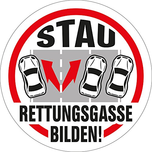 Preisvergleich Produktbild PVC-Aufkleber - STAU Rettungsgasse bilden ! - 302066 / 2 - Gr. ca. 8cm