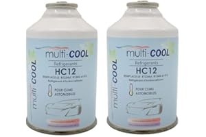 Multitanks - Lot de 2 Canettes réfrigérant MULTICOOL 12a, remplace le r12, r134a et 1234yf - 160 grs - avec filetage 1/2 ACME