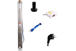 SHYLIYU 220V 1HP 46m Pompa Sommersa Per Pozzi 750W Pompa Pozzi Profondi 11800L/H per Uso Domestico Industriale e Agricoltura con 10m Cordone e Scatola Di Controll