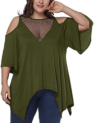 2018 Newest Plus Size Mesh Patchwork Tops, Summer Sexy Women Fashion O Neck Sleeveless Asymmetric Long Top Tunic Blouse Casual Holiday T-Shirts by GreatestPAK
