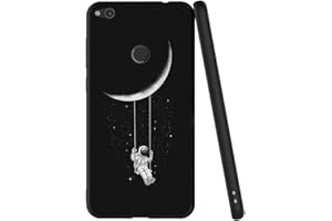 Yoedge Funda para Huawei P8 Lite 2017, Ultra Slim Cárcasa Silicona Negro con Dibujos Animados Diseño Patrón 360 Bumper Case Cover para Huawei P8 Lite 2017, Astronauta