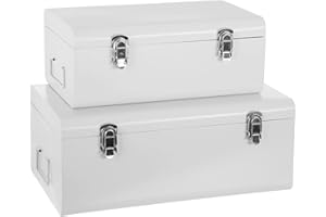 ATMOSPHERA CREATEUR D'INTERIEUR - Set di 2 bauli in Metallo Bianco per Bambini