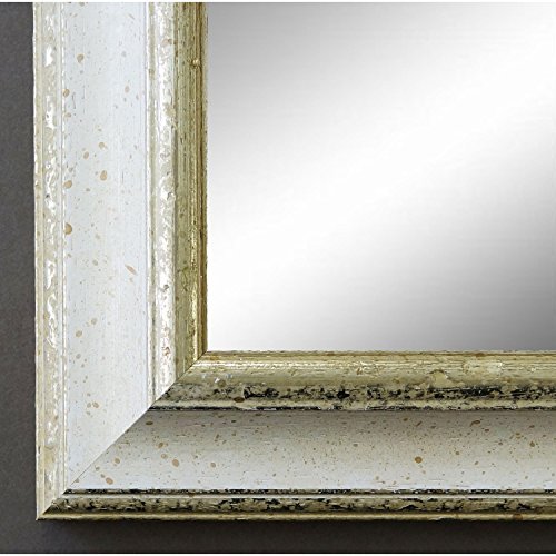 Spiegel Wandspiegel Badspiegel - Genua Weiß Silber 4,3 - handgefertigt - 200 Größen zur Auswahl - Antik, Barock - 30 x 50 cm AM