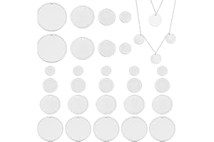 PH PANDAHALL Pandahall Elite 40 Piezas de 4 Tamaños Planos Redondos 304 de Acero Inoxidable con Estampado en Blanco de Etiquetas Colgantes para Pendientes Pulseras Collares Colgantes Joyería