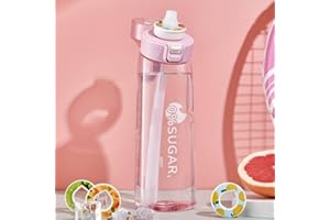 GENERICO 2023 Aggiornamento Sport Air Borraccia，650 ML Sport Borraccia Up，con 3 cialde aromatiche,Bottiglia d'Acqua Creativa，Frutta Fragranza Bottiglia Acqua Dolce Adatto per il fitness all'aperto (Rosa.)