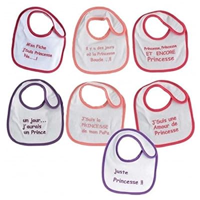 Trois Kilos Sept Set de 7 Bavoirs Naissance Fille Princesse
