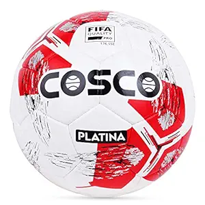 Cosco Platina Leather Men's Footballs, Size 5 (White/Red)