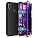 Produktbild CE-Link Huawei P Smart Plus Hülle Huawei P Smart+ Hülle Glas mit Magnetisch Panzerglas Durchsichtig Handyhülle Transparent Ultra Slim Dünn 360 Grad Schutzhülle Bumper Schutz - Lila + Schwarz