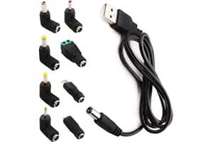 RUNCCI-YUN Uniwersalny kabel USB na DC 5 V, 9 w 1 USB A na wtyczkę, zasilacz DC, adapter do routera, mini wentylatora, głośników i innych urządzeń 5 V (1 m, czarny)