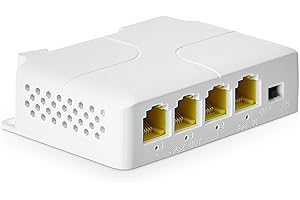 YuLinca Extender Gigabit PoE 4 Porte - IEEE 802.3 af/at 30W Ripetitore Con 10/100/1000 Mbps, Supporto a Parete e Din Rail Mount Passthrough Switch