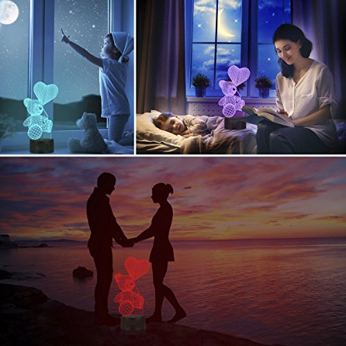 Ballon tragen 3D Optische Illusions-Lampen, FZAI Tolle 7 Farbwechsel Acryl berühren Tabelle Schreibtisch-Nachtlicht mit 150 cm USB-Kabel für Kinder Schlafzimmer Weihnachten Geburtstagsgeschenke - 7