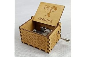 Nostalgish Music Boxes Hand Crank Wooden Musical Boxes Music Box - Unique Gift (Wood, Imagine - Lennon)