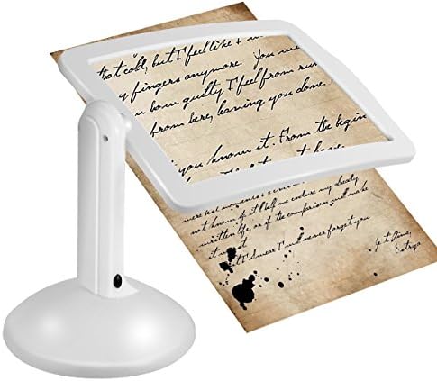 Reading Magnifier, Hand-free 3X Full-Page Magnifier, Wallfire Magnifying Glass LED Lighted Desktop Lamp for Reading Inspection,Repairing,Handcraft, Crafts, Needlework, Hobbies