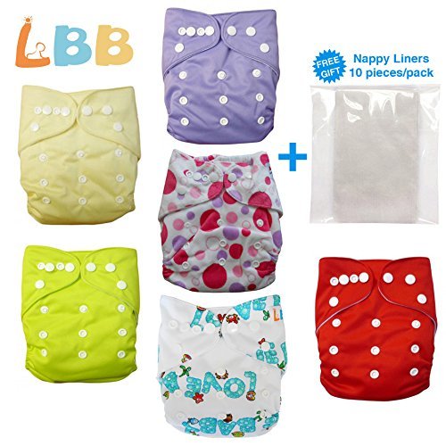 Baby Double Rows of Snaps 6pcs Pack Fitted Pocket Washable Adjustable Cloth DiapeÂ£Â¨Girl ColorÂ£Â©6BM88 Color: Mickey