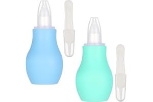 AKlamater 2 Pcs Baby Nasal Aspirator, Baby Nose Sucker Nose Cleaner Babys Nasal Cleaner Mucus Removal for Newborns(Green+Blue)