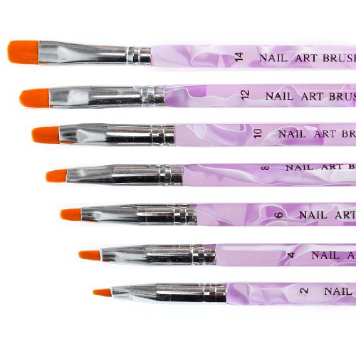 BMC 7pc UV Gel Acrylic False Nail Art Tips Builder Painting Detailing Brush Set