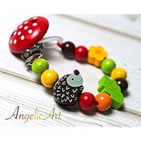 Schnullerkette-ohne-NAMEN- Junge-Mädchen- WALD Motive-IGEL- Blume-Silikonring