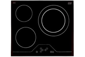 NEW POL Encimera vitrocerámica 3 fuegos, Temporizador, Big zone 29 cm