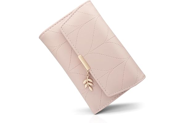 REETEE Portefeuille Femme en Cuir PU Petit Porte Monnaie Slots de Carte, Porte Feuilles pour Femme Court avec Porte-Monnaie Zippé et Portefeuilles Pochette Femme (L-Rose)