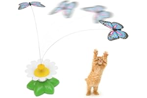 VANKRA Interactive Electric Rotating Butterfly Toy For Pet Cat Random Butterfly Chase Kitten Cat Playing Toy (Butterfly)