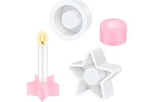 DONGZQAN 2 Stück Harz Epoxid Gießform Kerzenhalter, Pentagramm Gießform Kerzenhalter, Runder Silikonform Kerzenhalter Stabkerze, als Halloween- Und Weihnachtskerzenformen.