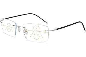 VEVESMUNDO Filtr niebieskiego światła, okulary progresywne, okulary do czytania, bez krawędzi, tytan, ultralekkie, multifocus, progresywne, anty niebieskie światło, pomoc w czytaniu, okulary dla