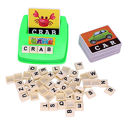 Mumustar 100 Pcs DIY Kids English Literacy Wood Puzzle Box Educational Alphabet Letters Puzzles Jigsaws For Childrens Baby English Letters Literacy & Spelling Match Cards Toy IQ Brain Teaser