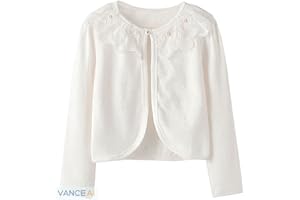 SMILING PINKER Bolero Filles Manche Longue Dentelle Enfants Cardigan Base Gilets pour Le Printemps et Eté