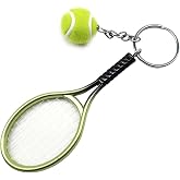 RIXERKOC Tenis Raketi Anahtarlık Mini Yenilik Anahtarlık Metal Anahtarlık Tenis Topu Kolye Ucu Spor i&ccedil;in Hediye Anahtarlık, Y
