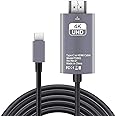 Tobo USB C to HDMI Cable Adapter,HDMI to USB Type C Cable 6.6 ft 4K Display & Charging for MacBook Pro/iPad Pro/Chrombook/Laptop/Phones to TV/Monitor/Projector.,Black